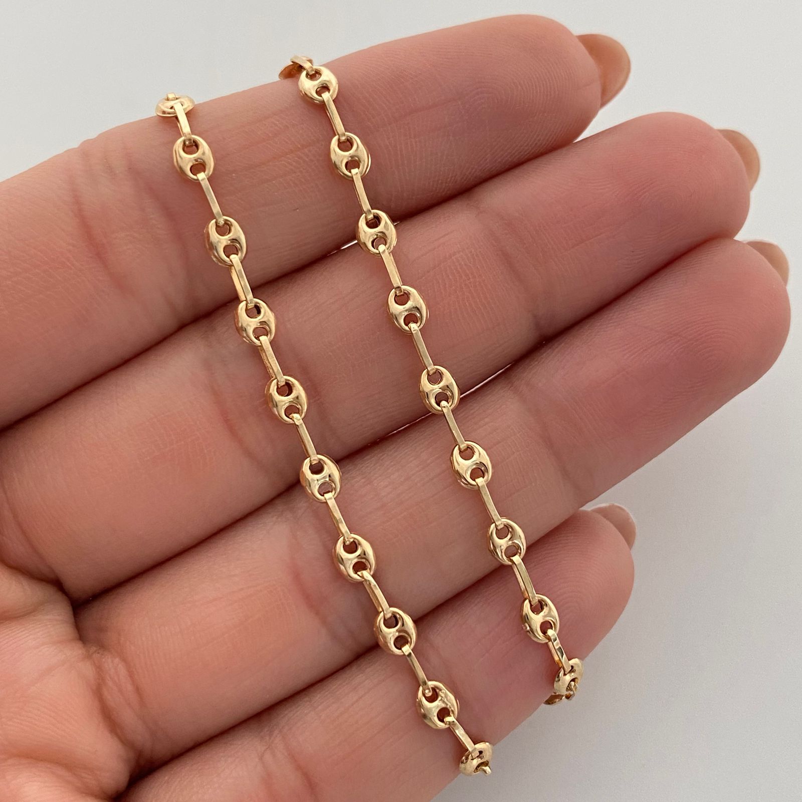 Cadena gc liso Oro amarillo 18k 6,10 Gr / 3,2 mm / 60 Cm Broche 0,40