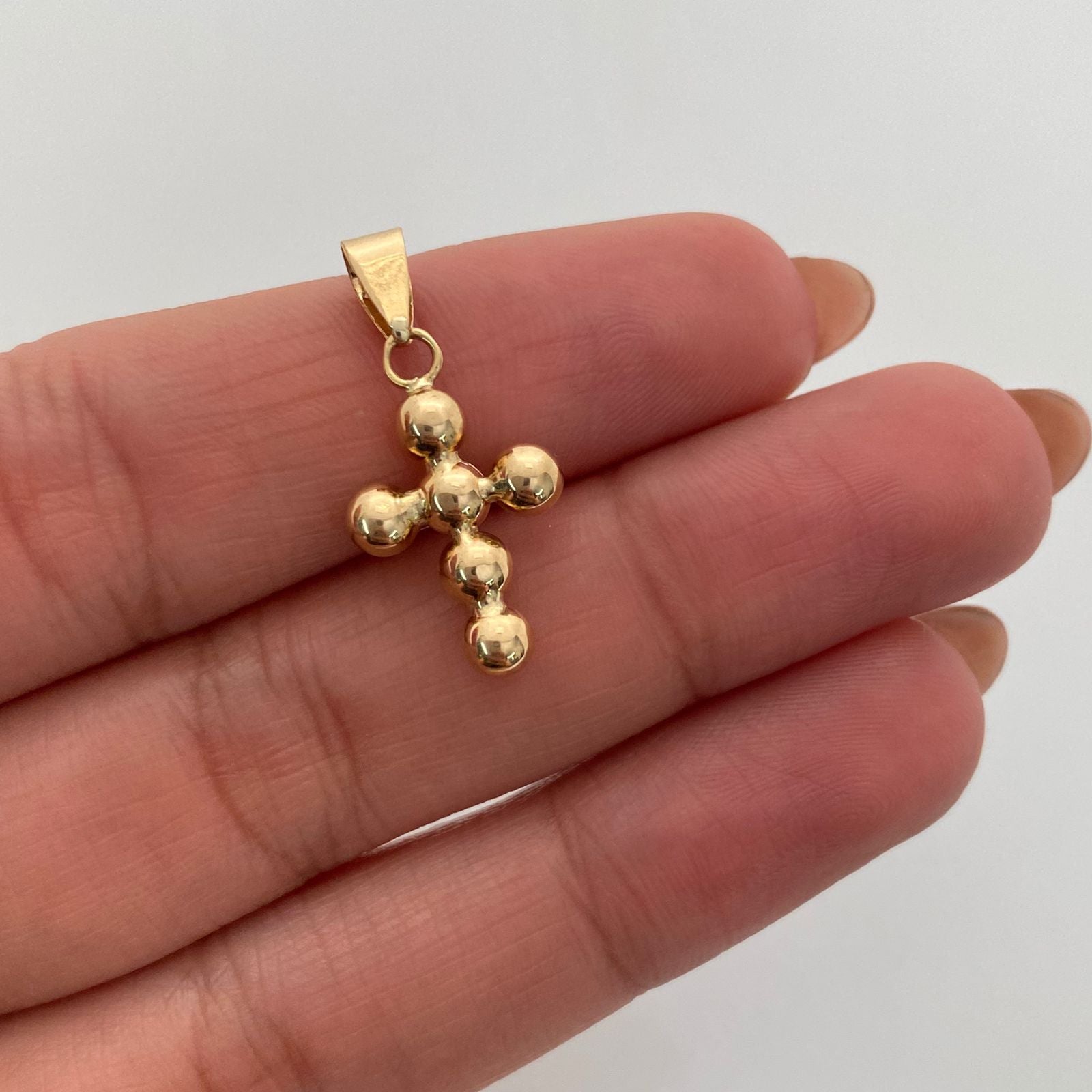 Dije Cruz Bola Lisa Oro amarillo 18k 0,75 Gr / 12,2 mm / 2,5 Cm
