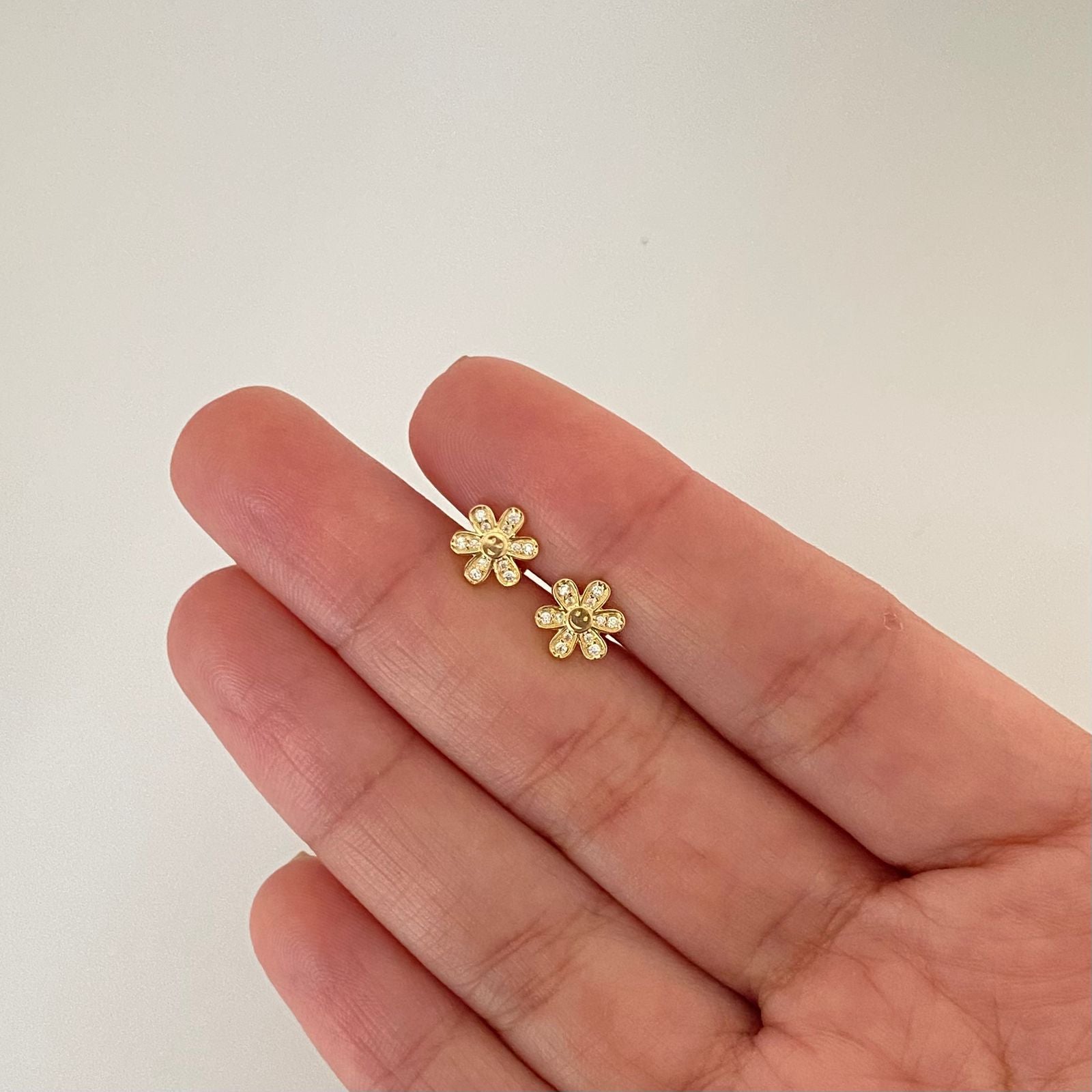 Topos flor casting blanco Oro amarillo 18k 1,0 Gr / 7,6 mm