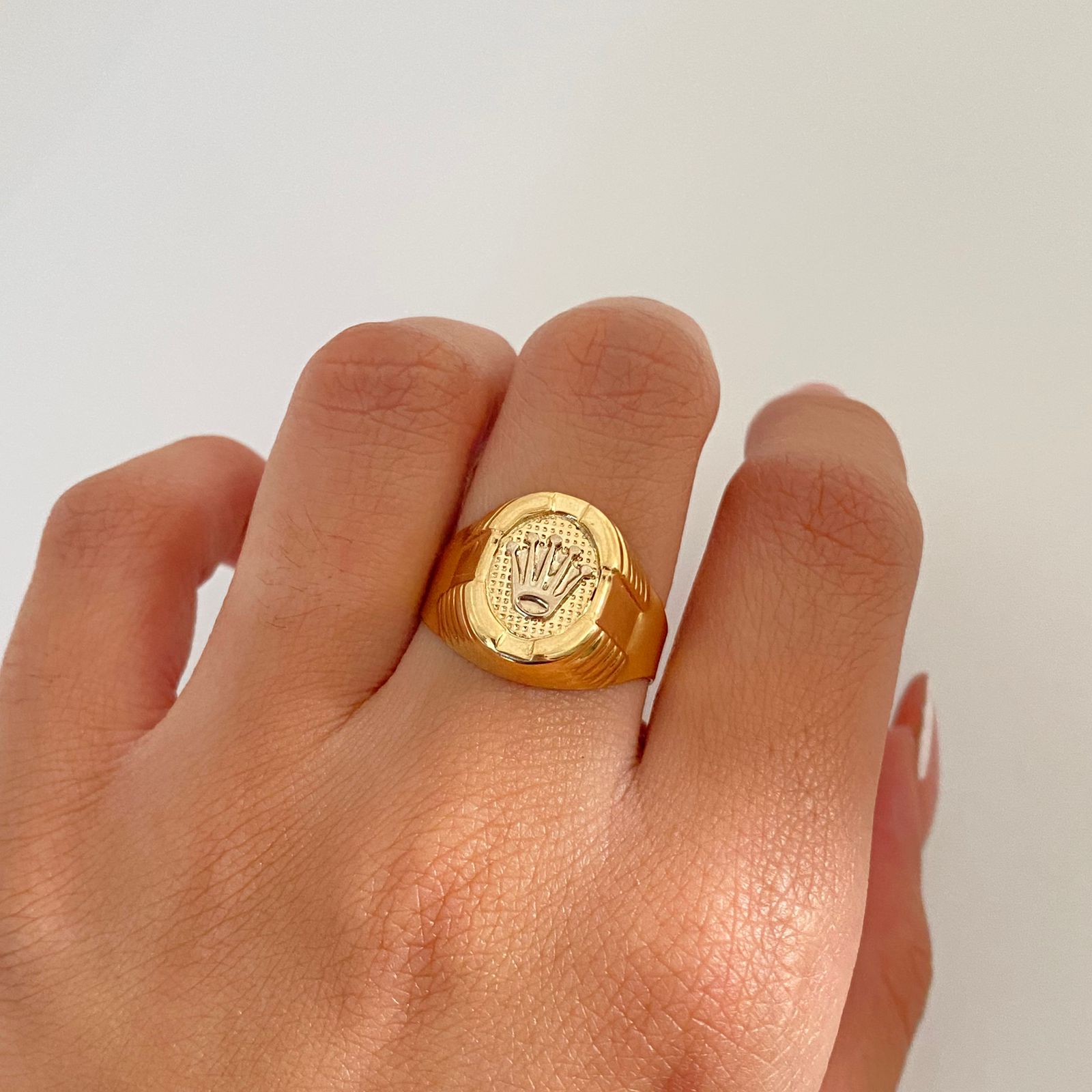 Anillo corona rx troquel Oro amarillo y Oro blanco 18k / Talla 9 / 3,9 Gr