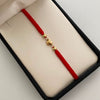 Pulsera tejida Corazon Inflado bolas lisas 4mm Rojo Oro amarillo 18k 0,5 Gr