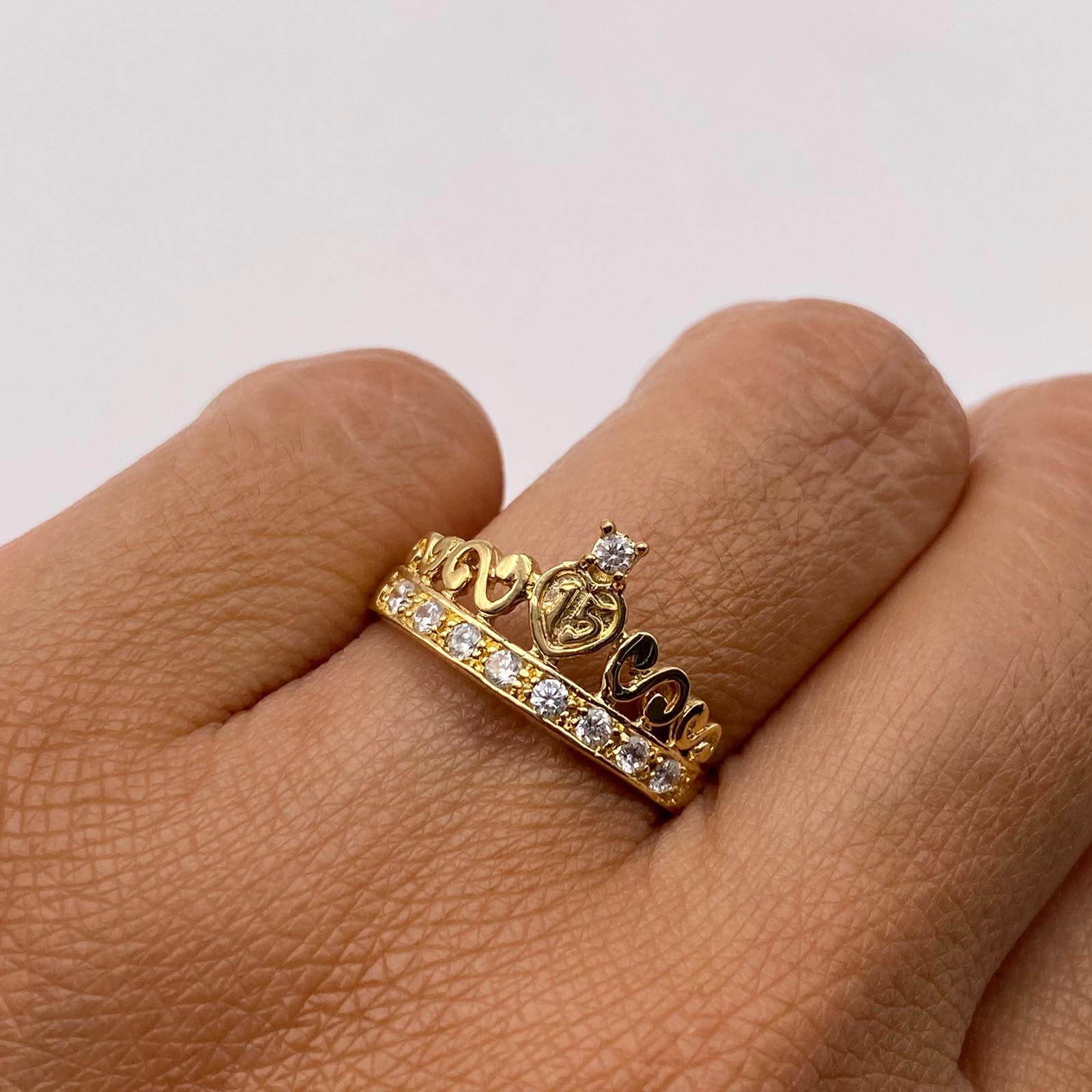 Anillo 15 Casting Blanco Oro amarillo 18k / Talla 7 / 2,45 Gr