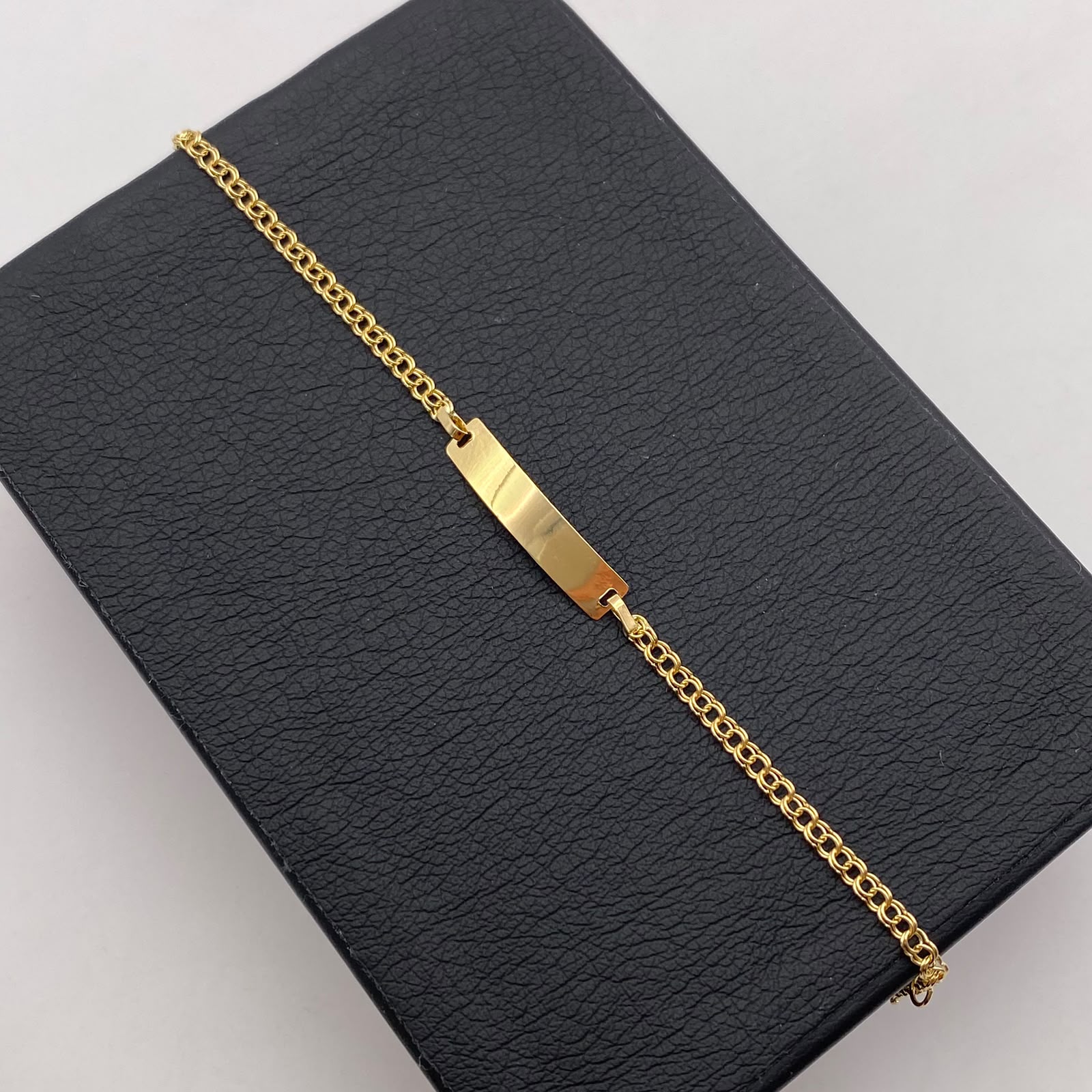 Pulso bebé placa rectangulo aro seguido Oro amarillo 1,40 Gr / 15 Cm  Broche 0,15