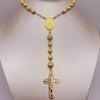 Rosario bola diamantada mate 6 y 8 virgen milagrosa  Oro amarillo 18k 28,30 Gr / 60 Cm