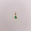 Dije Gota circon verde y blancos Oro amarillo 18k 0,4 Gr / 5,5 mm / 1,5 Cm