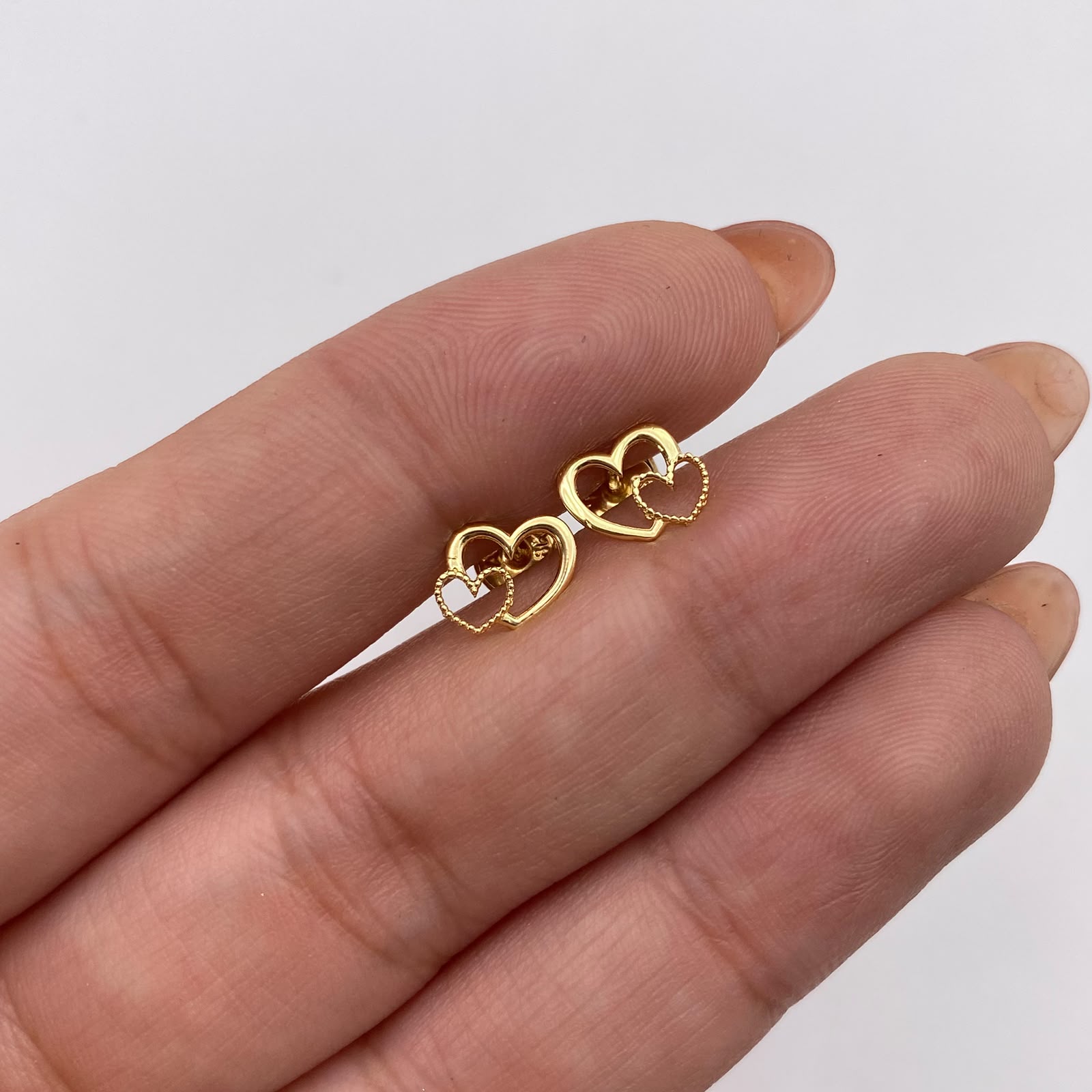 Topos Doble corazon Oro amarillo 18k 0,7 Gr / 7,4 mm