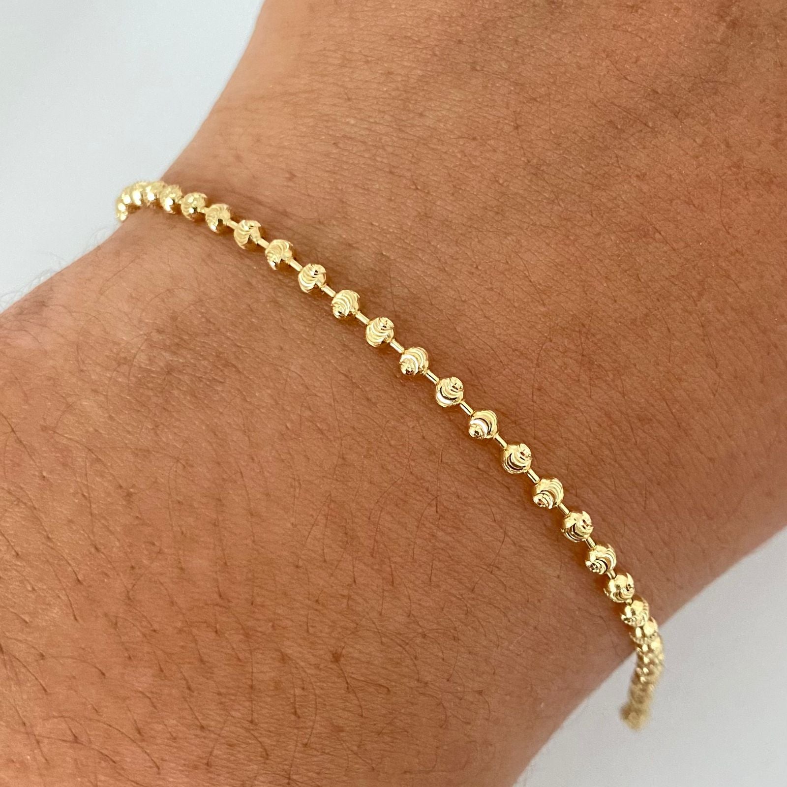 Pulso militar diamantado luna Oro amarillo 18k +2 / 3,50 Gr / 2,6 mm / 18,5 Cm Broche 0,40