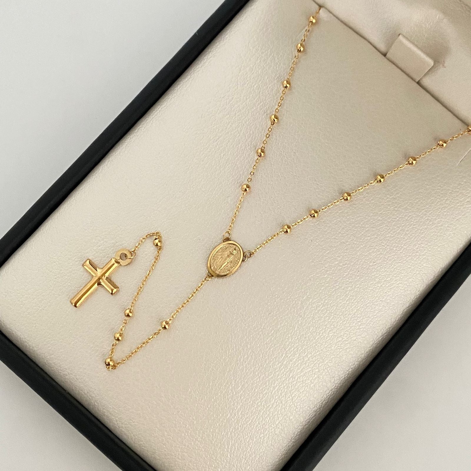 Rosario It balines lisos virgen milagrosa Oro amarillo 18k +4 / 3,30 Gr / 2,0 mm / 45 Cm