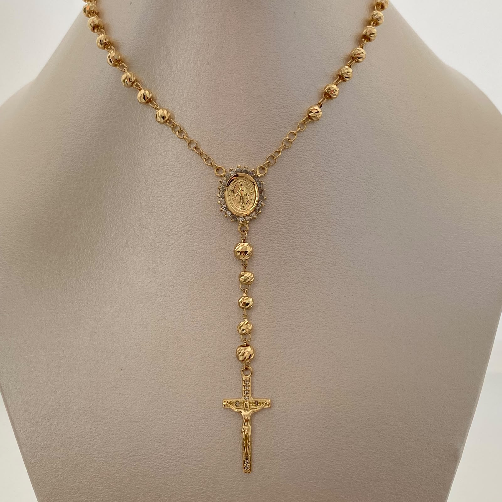Rosario Virgen Milagrosa Casting Oro amarillo 18k 12,45 Gr / 4 mm / 60 Cm Broche 0,40