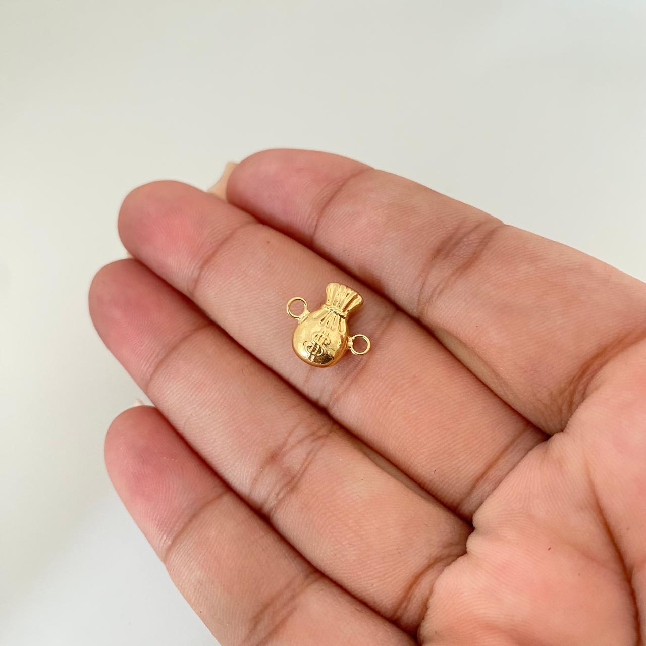 Herraje bolsa de dinero Oro amarillo 18k 0,5 Gr / 1, Cm