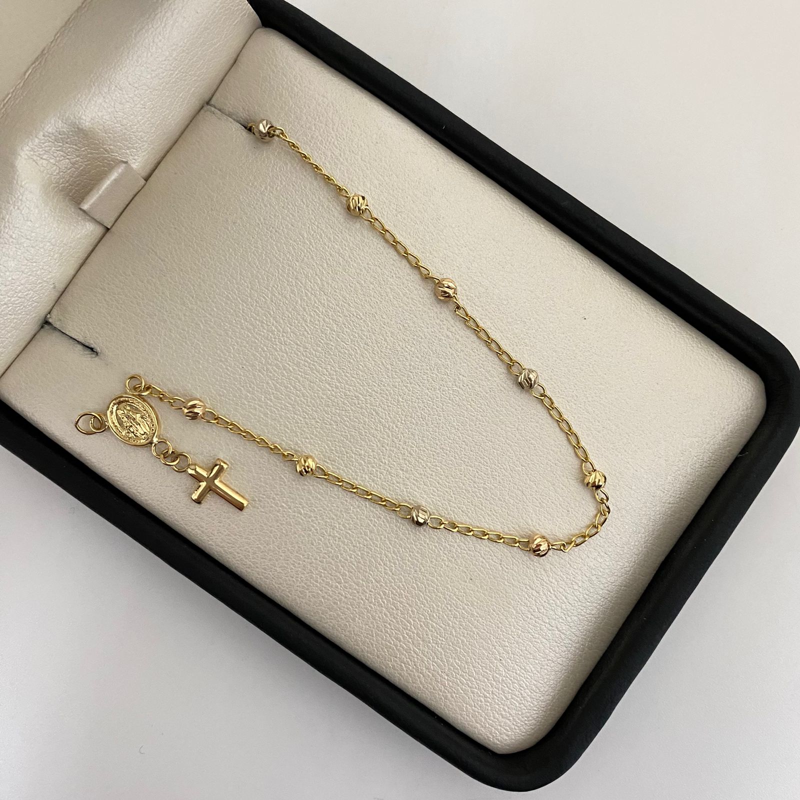 Pulso denario con virgen milagrosa  Oro amarillo 18k 2,55 Gr / 1,45 mm / 17 Cm Broche 0,40