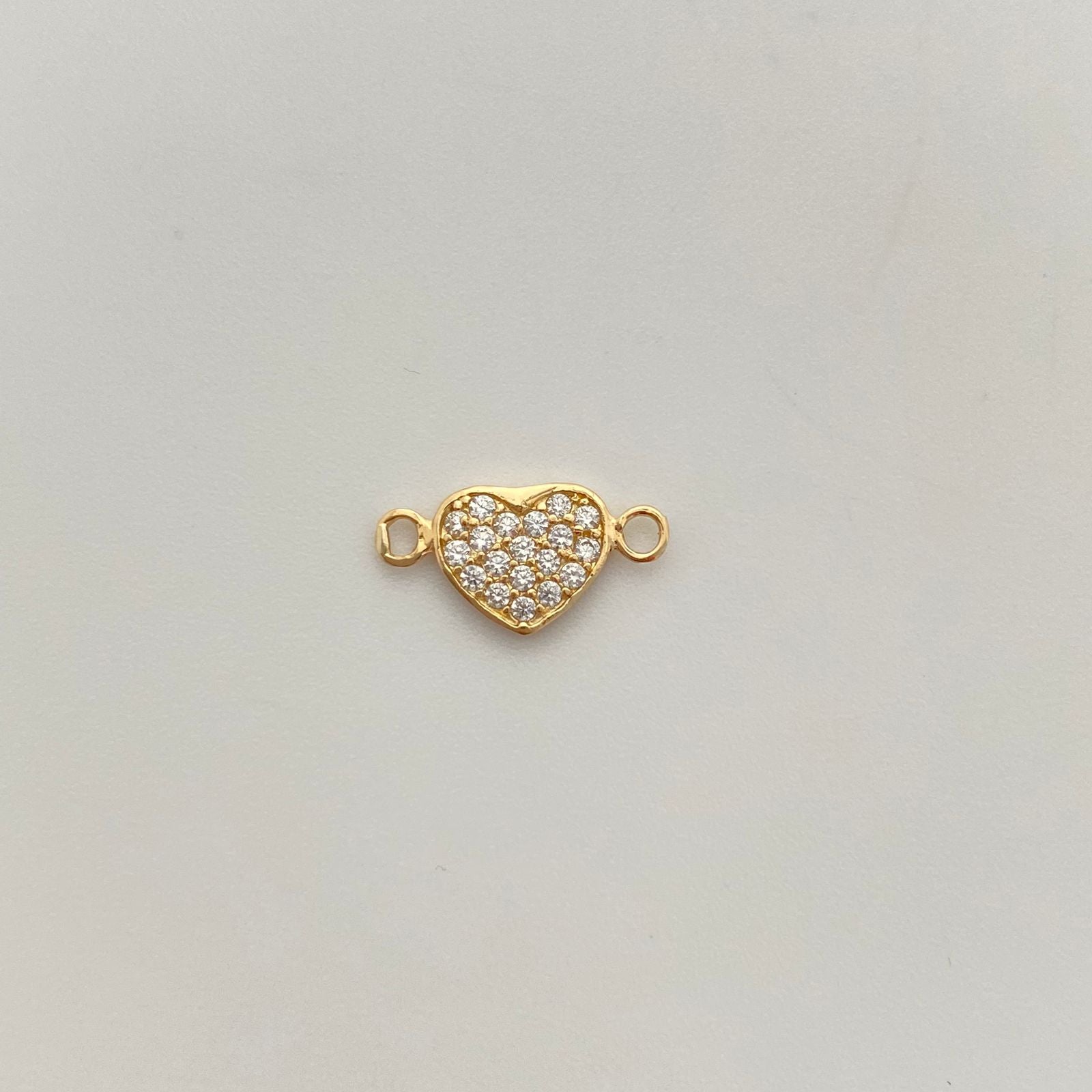 Herraje corazon con circones blancos  Oro amarillo 18k 0,6 Gr / 14,06 Cm