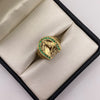 Anillo Herradura caballo circones verdes Oro amarillo 18k / Talla 9 1/2 / 6,75 Gr / 5,5 mm