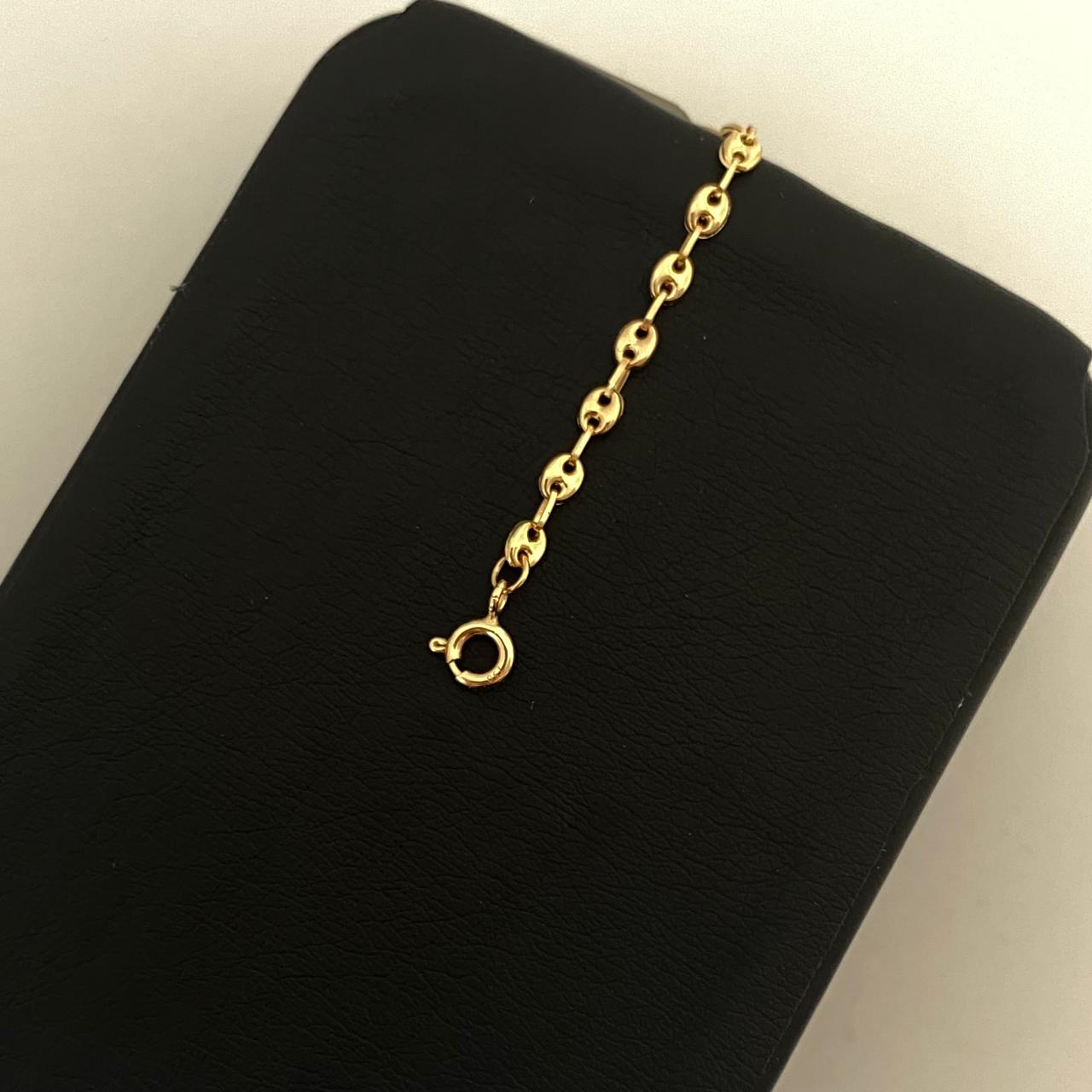 Pulso bebé gc con placa rectangular borde diamantado Oro amarillo 18k 1,70 Gr / 3,2 mm / 14 Cm Broche 0,15