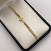Pulsera tejida Herraje cruz cristo bolas diamantadas 4mm y 3mm hilo beige Oro amarillo 18k 0,9 Gr