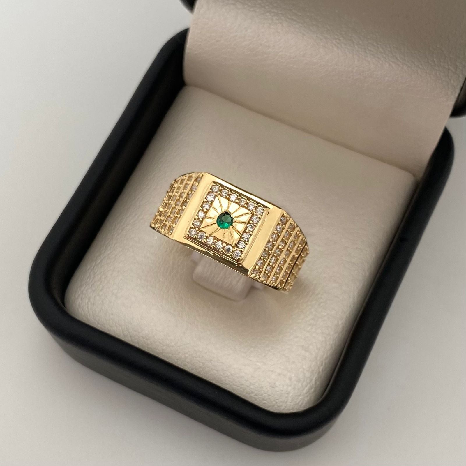 Anillo centro estrellado casting blanco Oro amarillo 18k / Talla 9 3/4 / 5,95 Gr