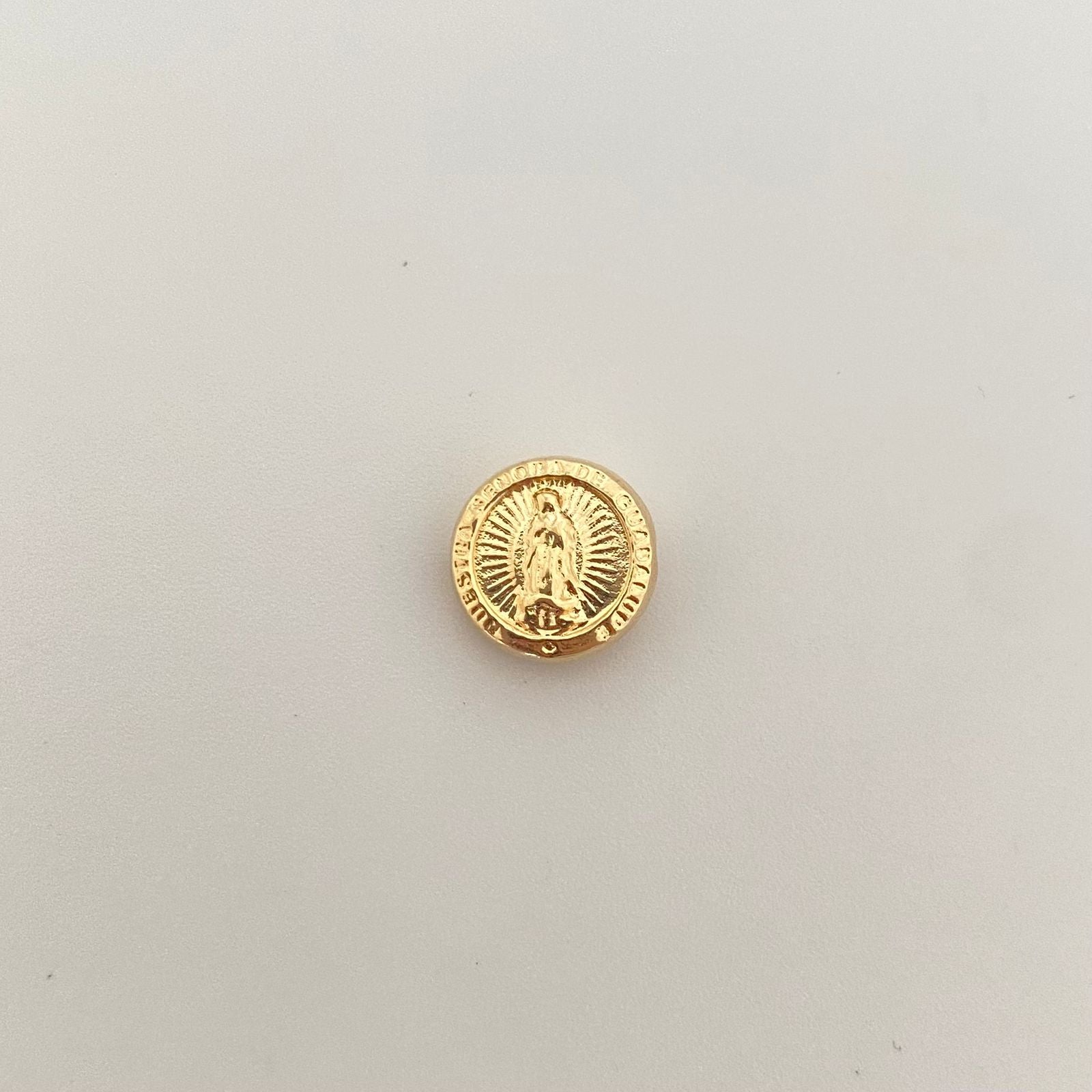 Herraje virgen de guadalupe tambor fondo diamantado Oro amarillo 18k 0,60 Gr / 1,0 Cm