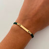 Pulsera tejida Placa Bolas Diamantada 4mm verde Oro amarillo 18k 0,6 Gr