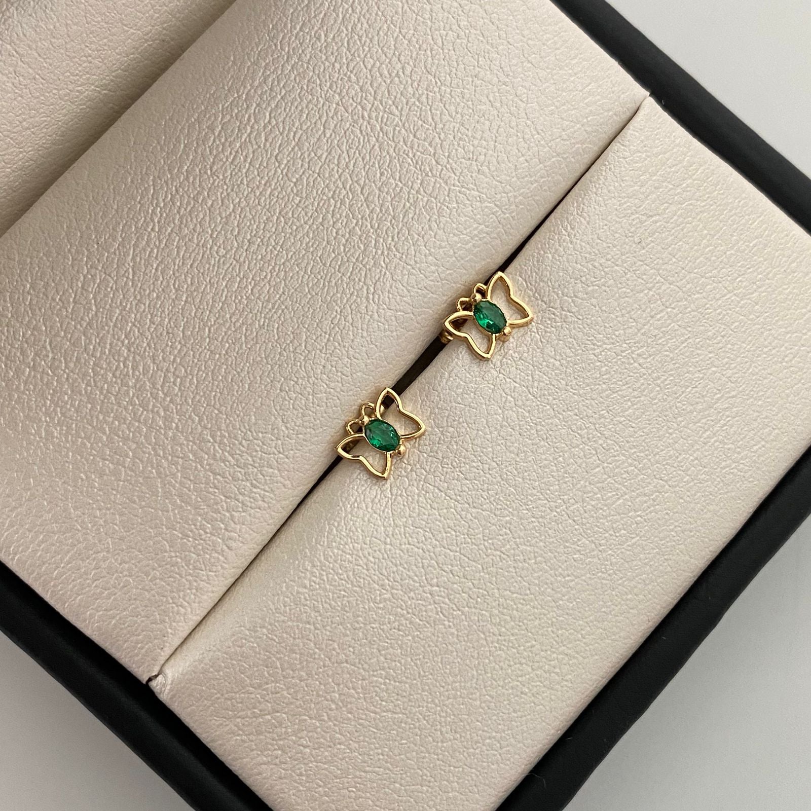 Topos Mariposa Circon verde Oro amarillo 18k 0,65 Gr / 5,7 mm