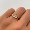 Anillo corona reina con circon blanco y azul  Oro amarillo 18k / Talla 6 3/4 / 2,05 Gr