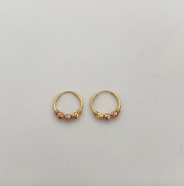 Candonga Imperdibles bola diamantada 3mm Tres oros 18k 0,9 Gr / 1 Cm