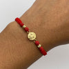 Pulsera tejida herraje san benito bolas diamantadas 4mm Oro amarillo 18k 0,5 Gr