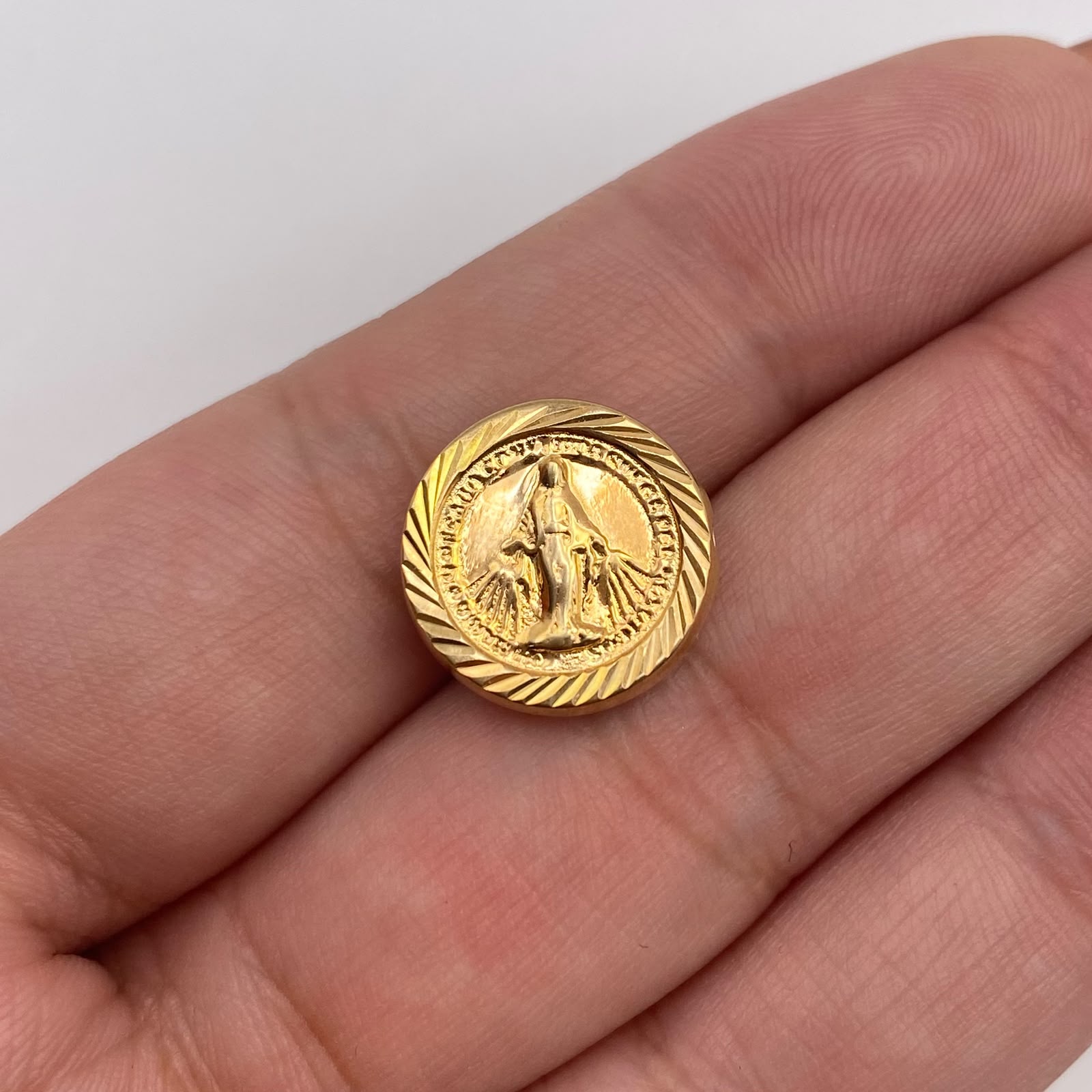 Herraje tambor virgen milagrosa Oro amarillo 18k 1,04 Gr / 1,5 Cm