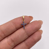 Dije mini cruz circones azul rey Oro amarillo 18k 0,55 Gr / 7,78 mm / 1,5 Cm