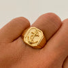 Anillo Troquel Ancla Oro amarillo 18k / Talla 9 1/4 / 3,25 Gr / 4,2 mm