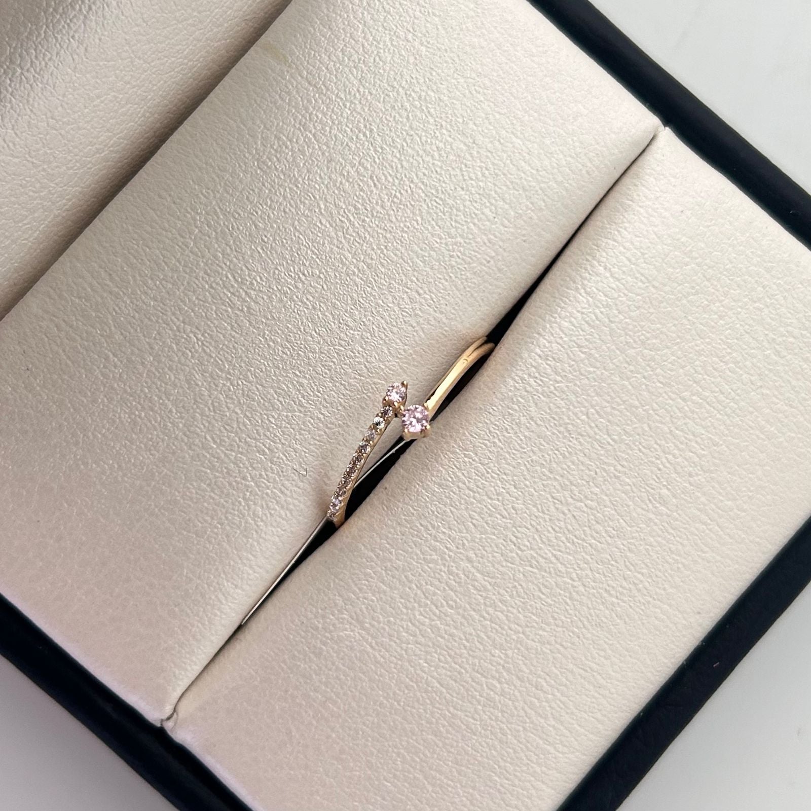 Anillo Solitario Circones dobles Rosa Oro amarillo 18k / Talla 7 / 1,15 Gr / 1,2 mm